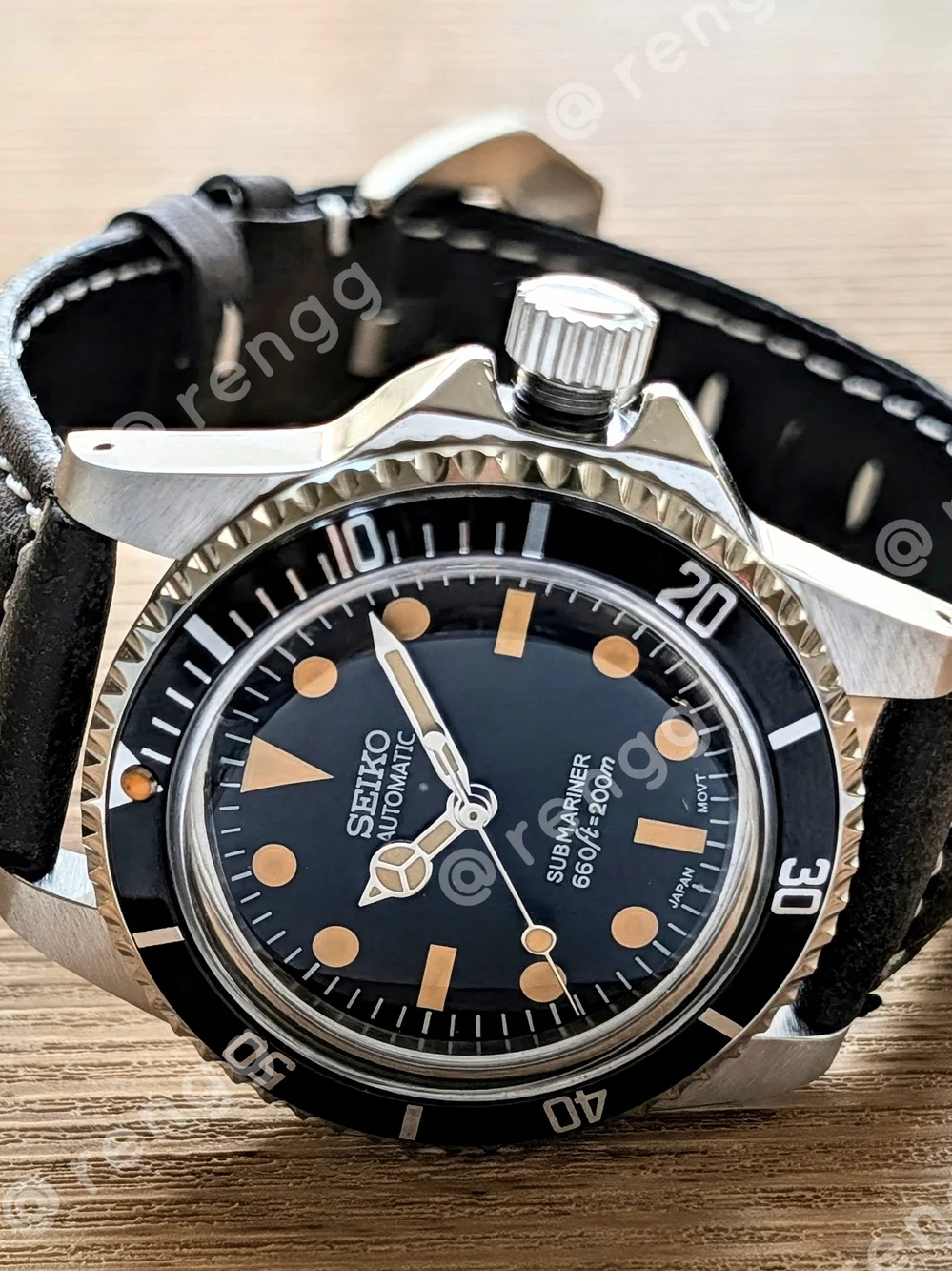 40mm Vintage Style Seiko Submariner Style Diver Mod Watch Smooth Sweep Second
